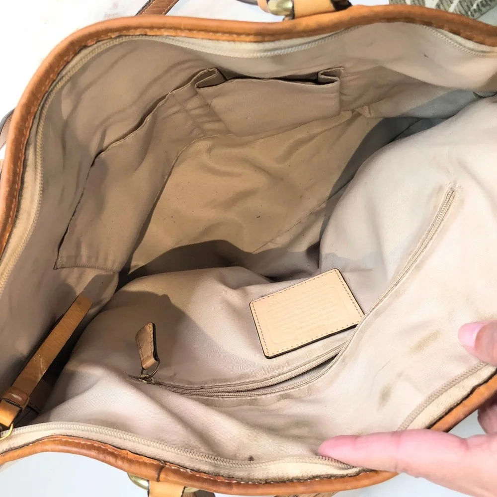 Coach Tatersall cream plaid handbag crossbody bag - Picture 9 of 12